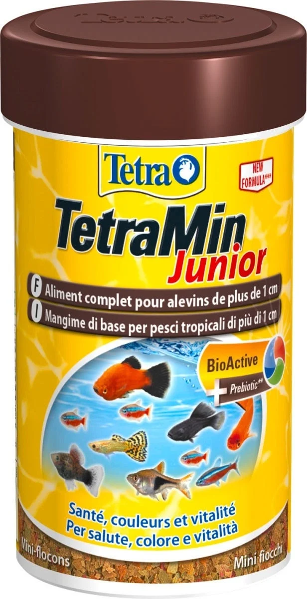 Aliment complet pour alevins de plus de1 cm - Tetra Min Junior - 100 ml